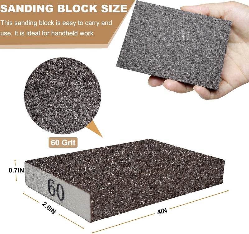 Tonmp 6 Pack 60 Grit Coarse Sanding Sponge, Washable and Reusable Great for Pot Pan Brush Sponge Brush Glasses Sanding Wood Sanding Metal Sanding (60 Grit-6 Pack) - Image 2